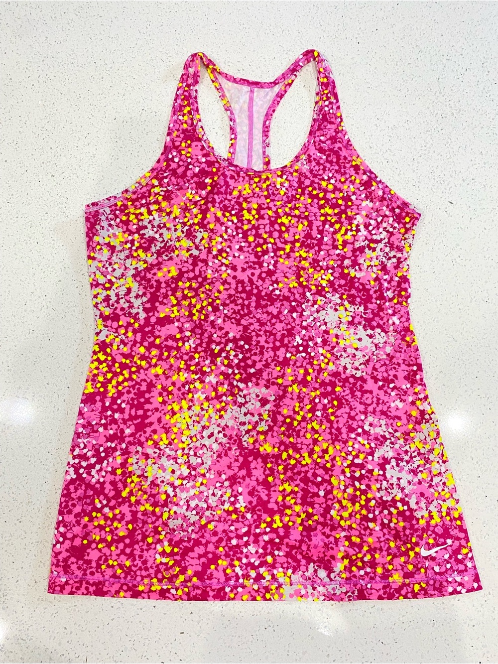 Nike Women’s Bright Pink Sports Tank Top with Confetti Print